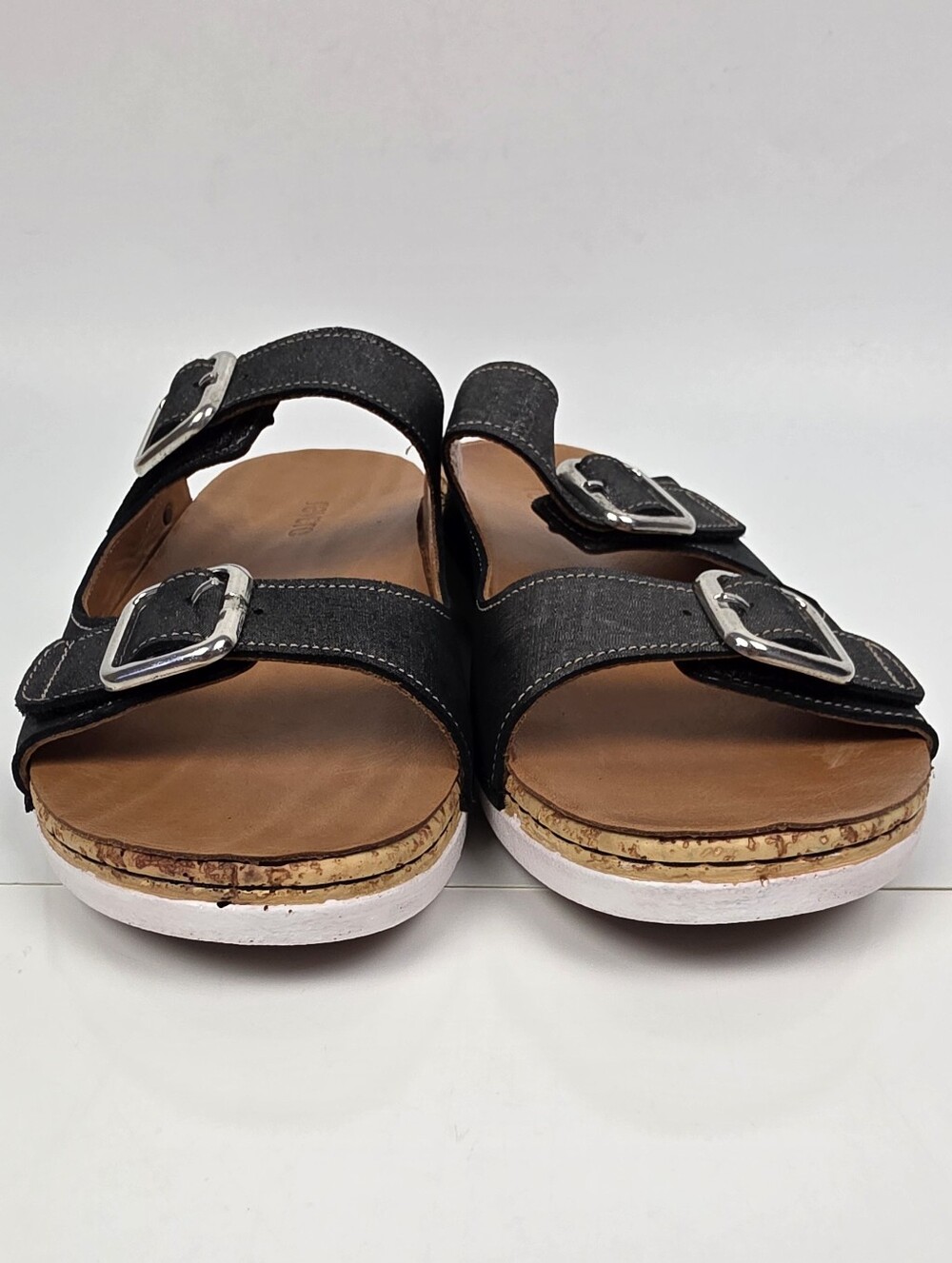 Revere Brighton Slide Sandals Black Linen NEW - 9 - Picture 8 of 12